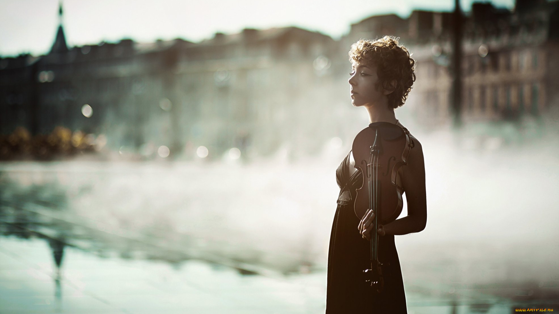 музыка, -другое, улица, скрипка, взгляд, девушка