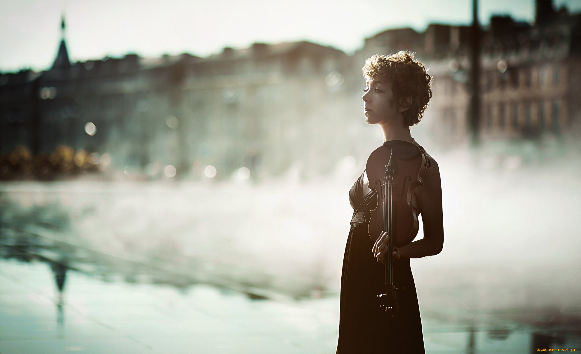 музыка, -другое, улица, скрипка, взгляд, девушка