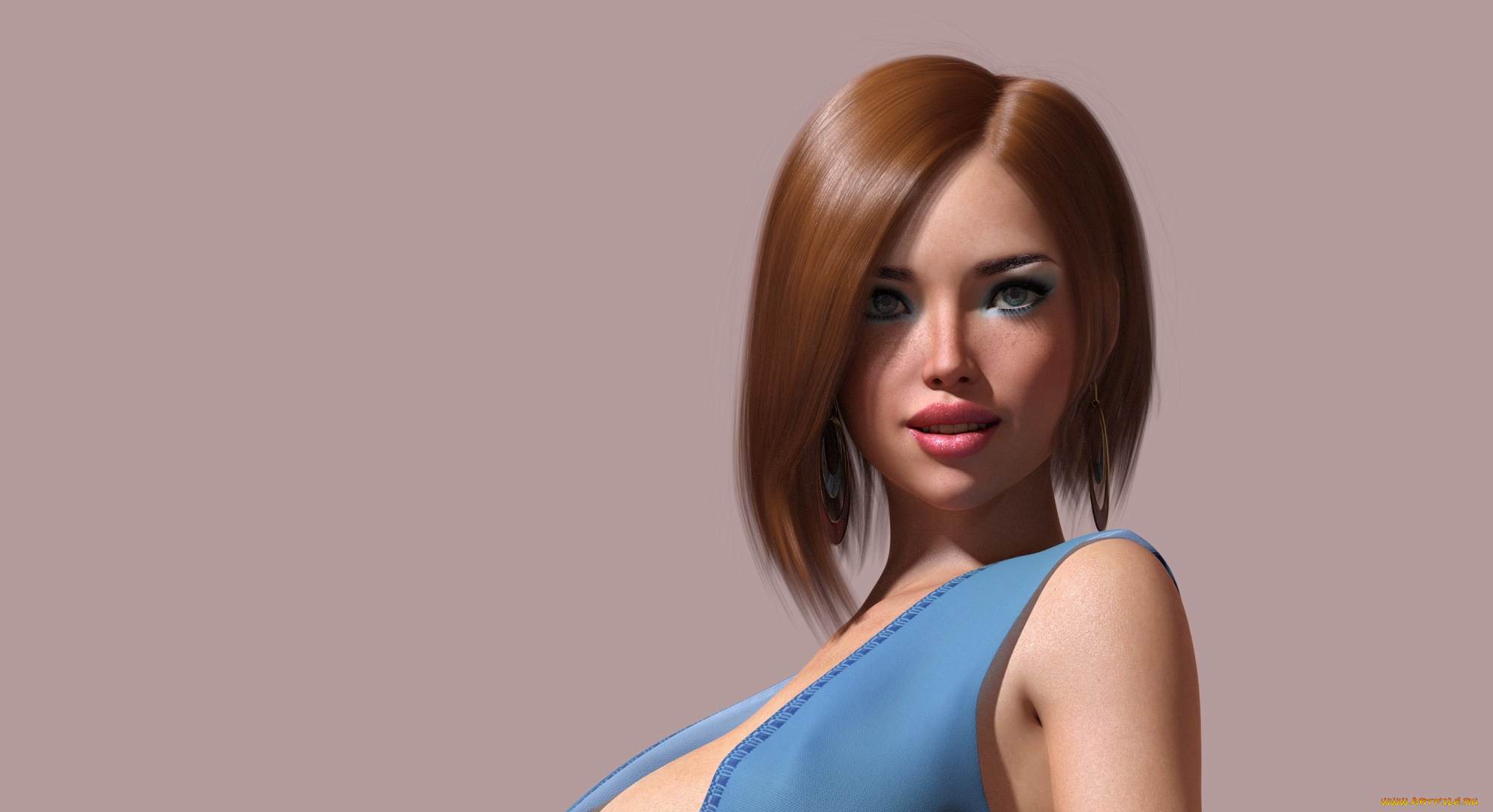 3д, графика, портрет, , portraits, девушка, улыбка, фон