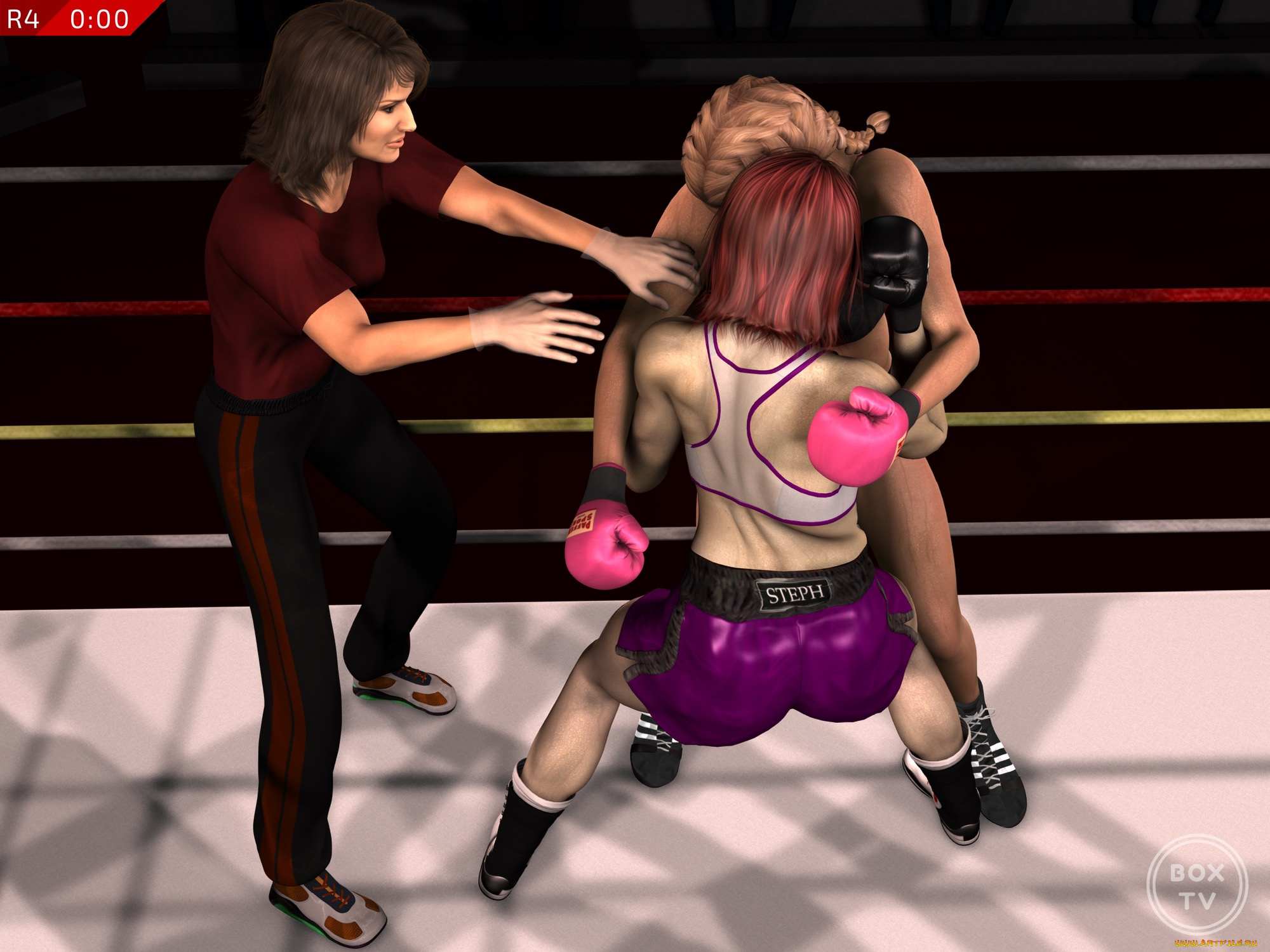 3д, графика, спорт, , sport, девушки, бокс, ринг, фон, взгляд