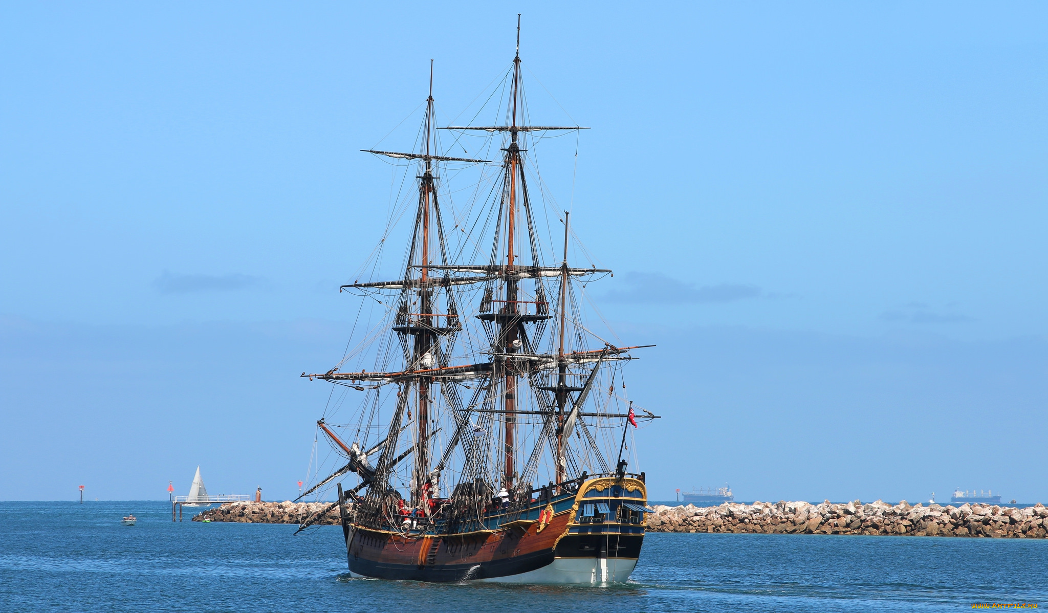hmb, endeavour, корабли, парусники, мачты, паруса