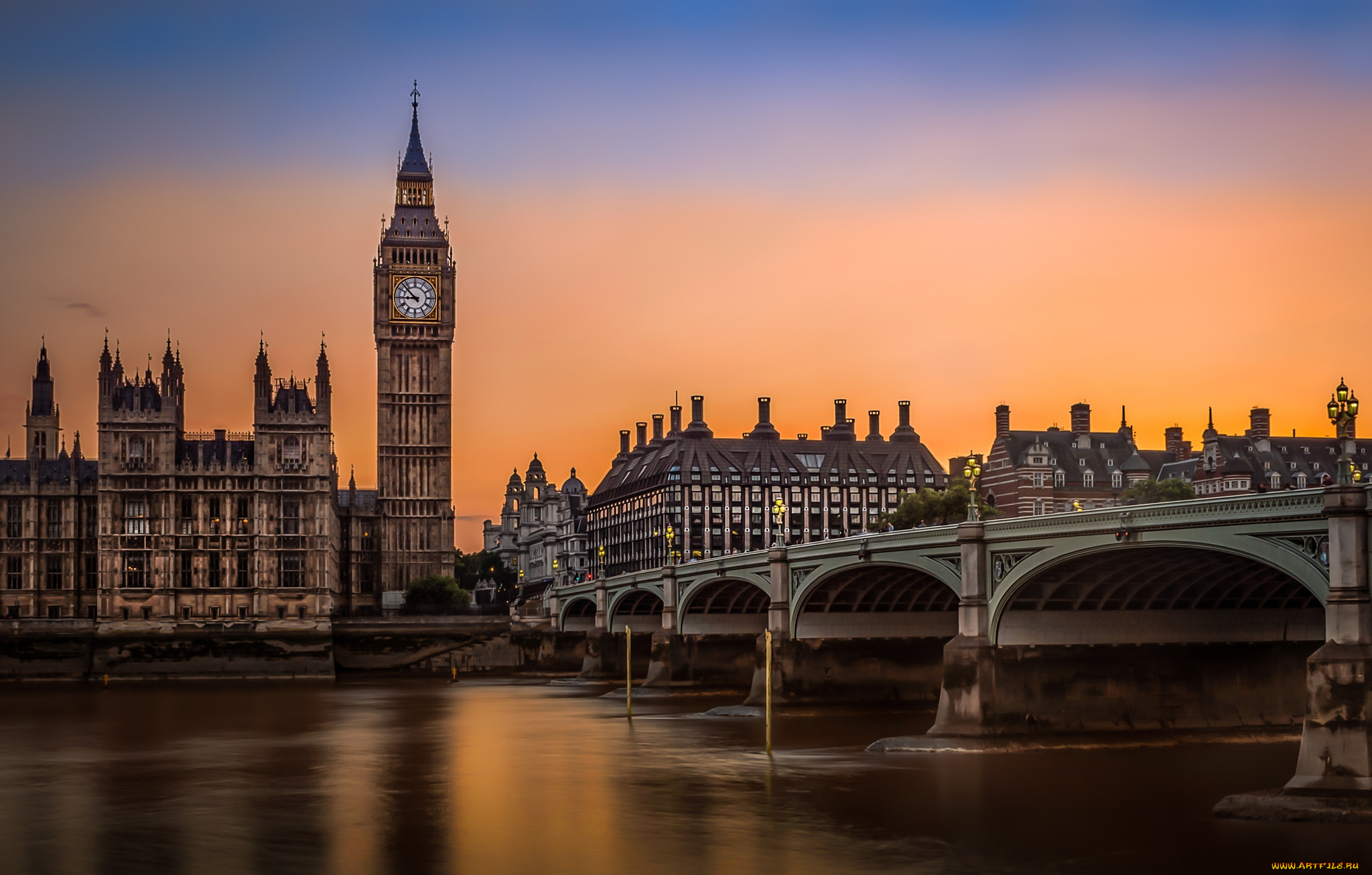big, ben, &, westminster, bridge, города, лондон, , великобритания, простор