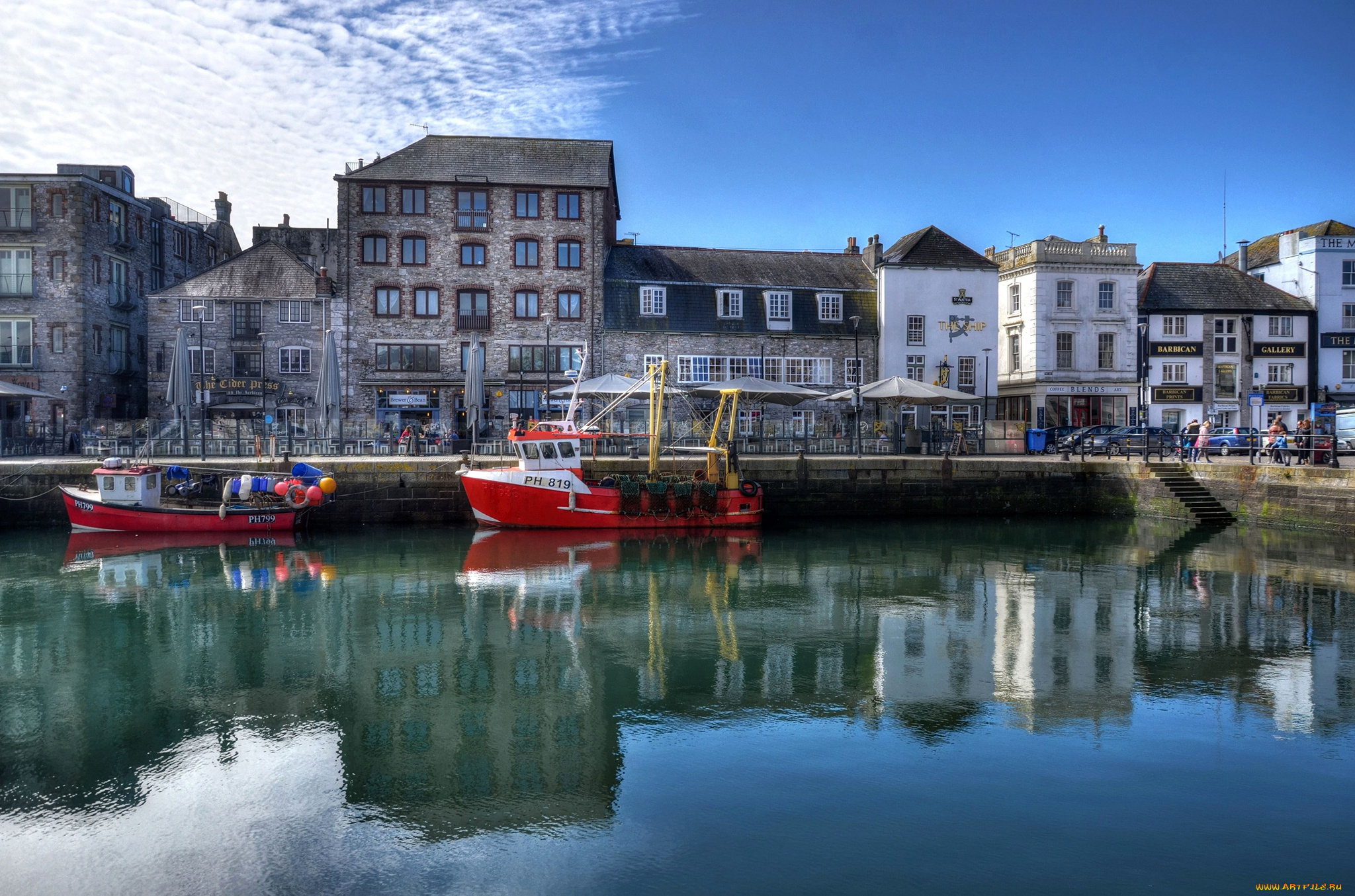 города, -, улицы, , площади, , набережные, англия, катера, канал, вода, солнце, небо, река, облака