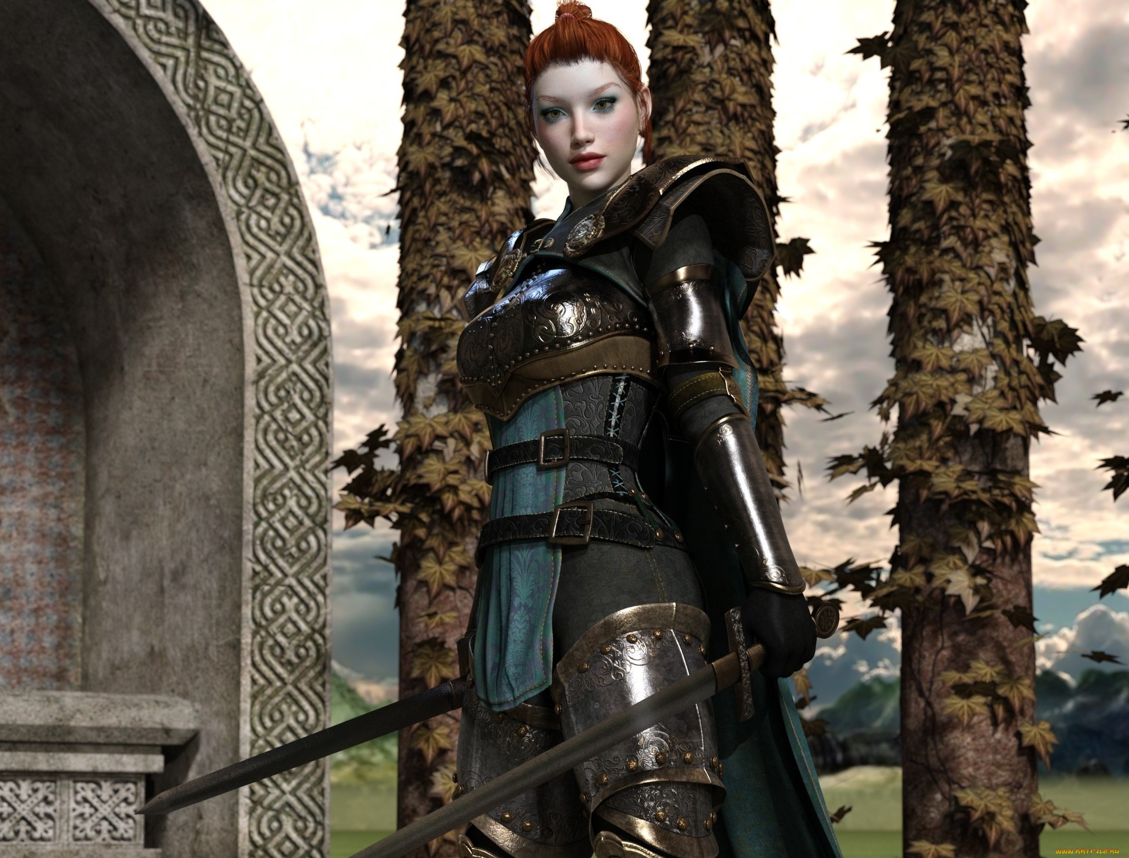 3д, графика, амазонки, , amazon, фон, взгляд, девушка