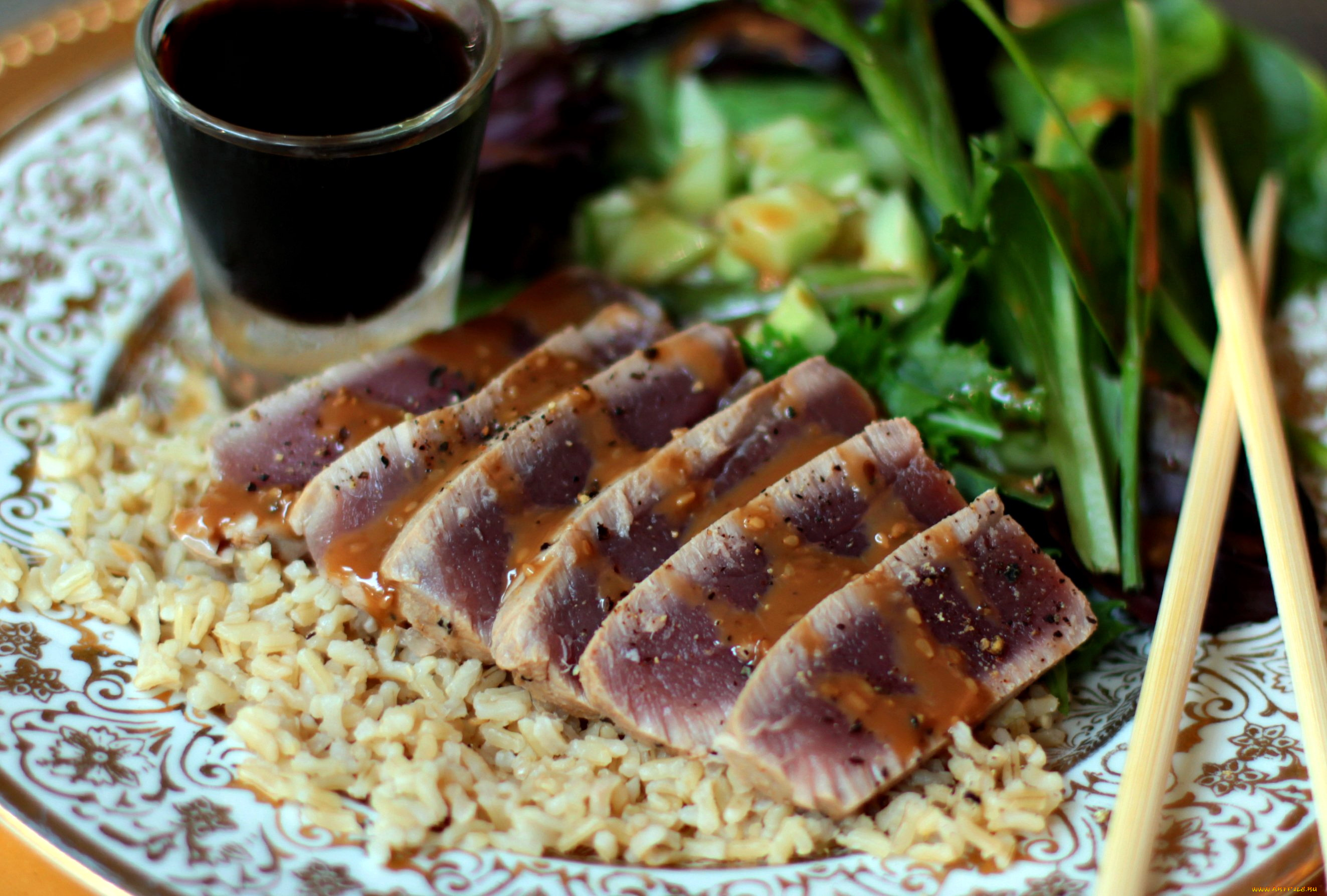 еда, рыбные, блюда, , с, морепродуктами, тунец