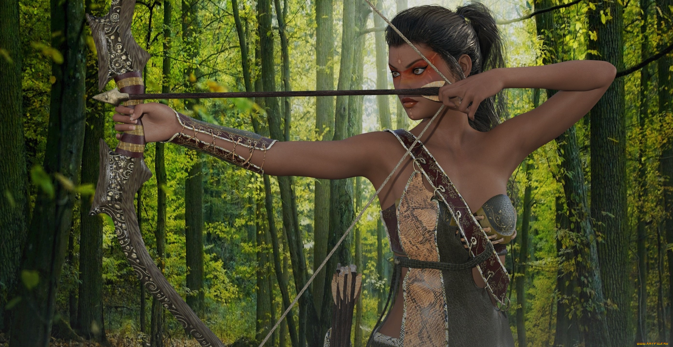 3д, графика, амазонки, , amazon, взгляд, фон, девушка