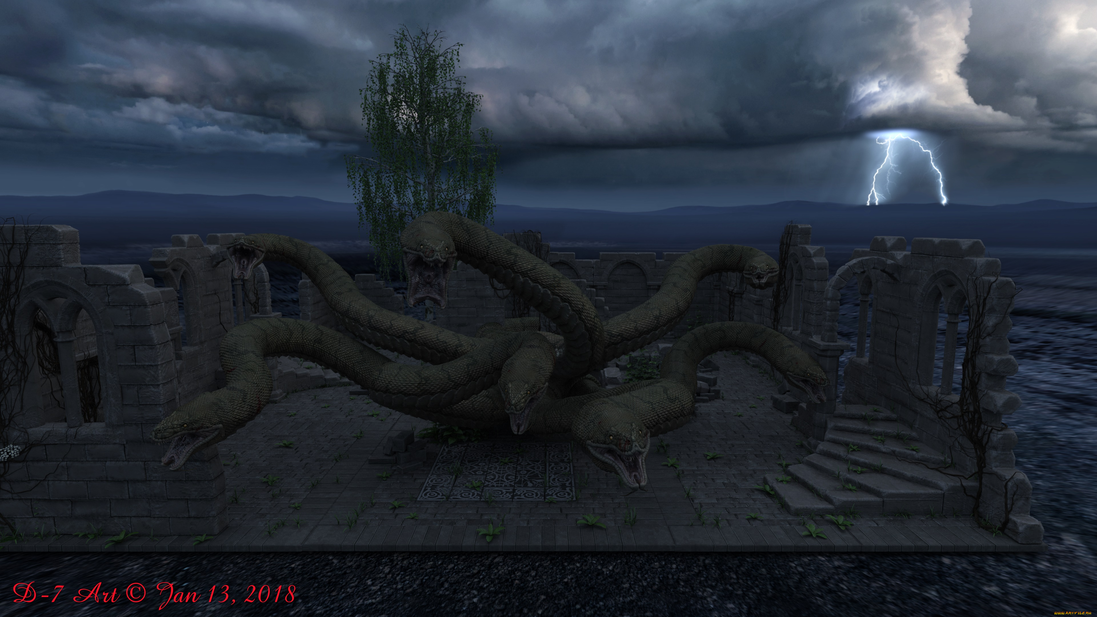 3д, графика, существа, , creatures, змеи