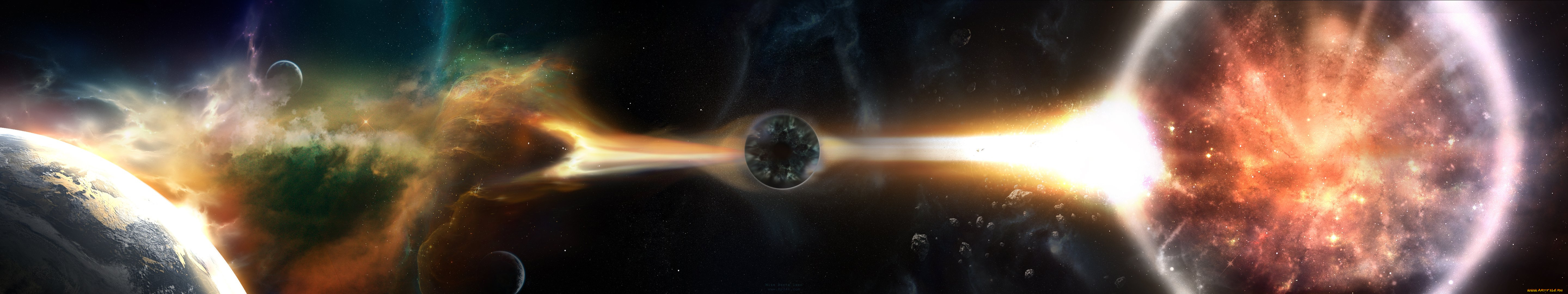 космос, арт, звезды, вселенная, галактика, планеты