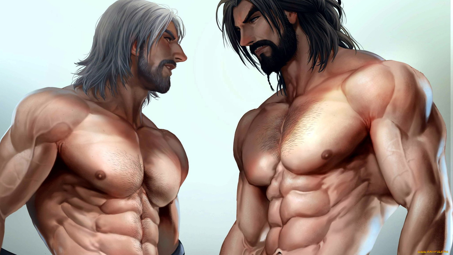 рисованное, aenaluck, мужчины, мышцы