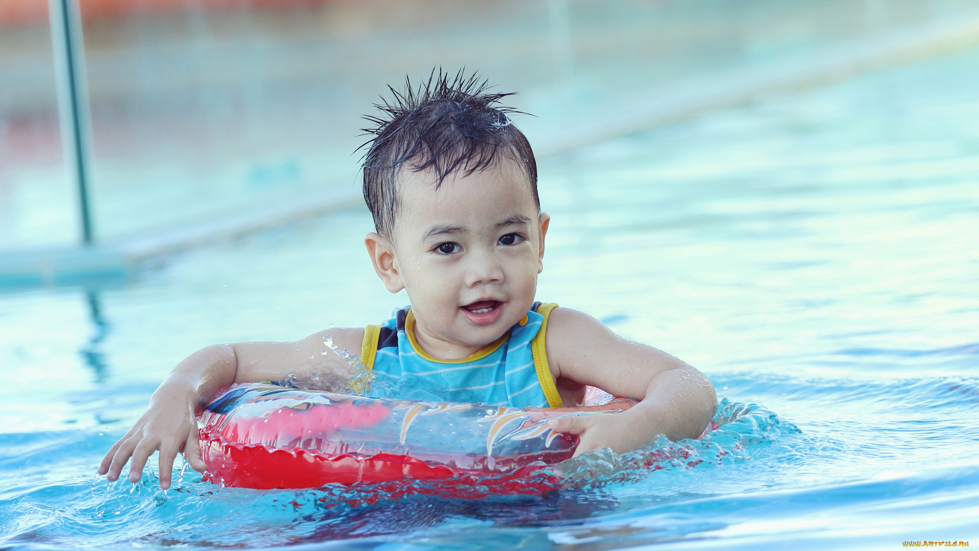 разное, дети, мальчик, круг, бассейн