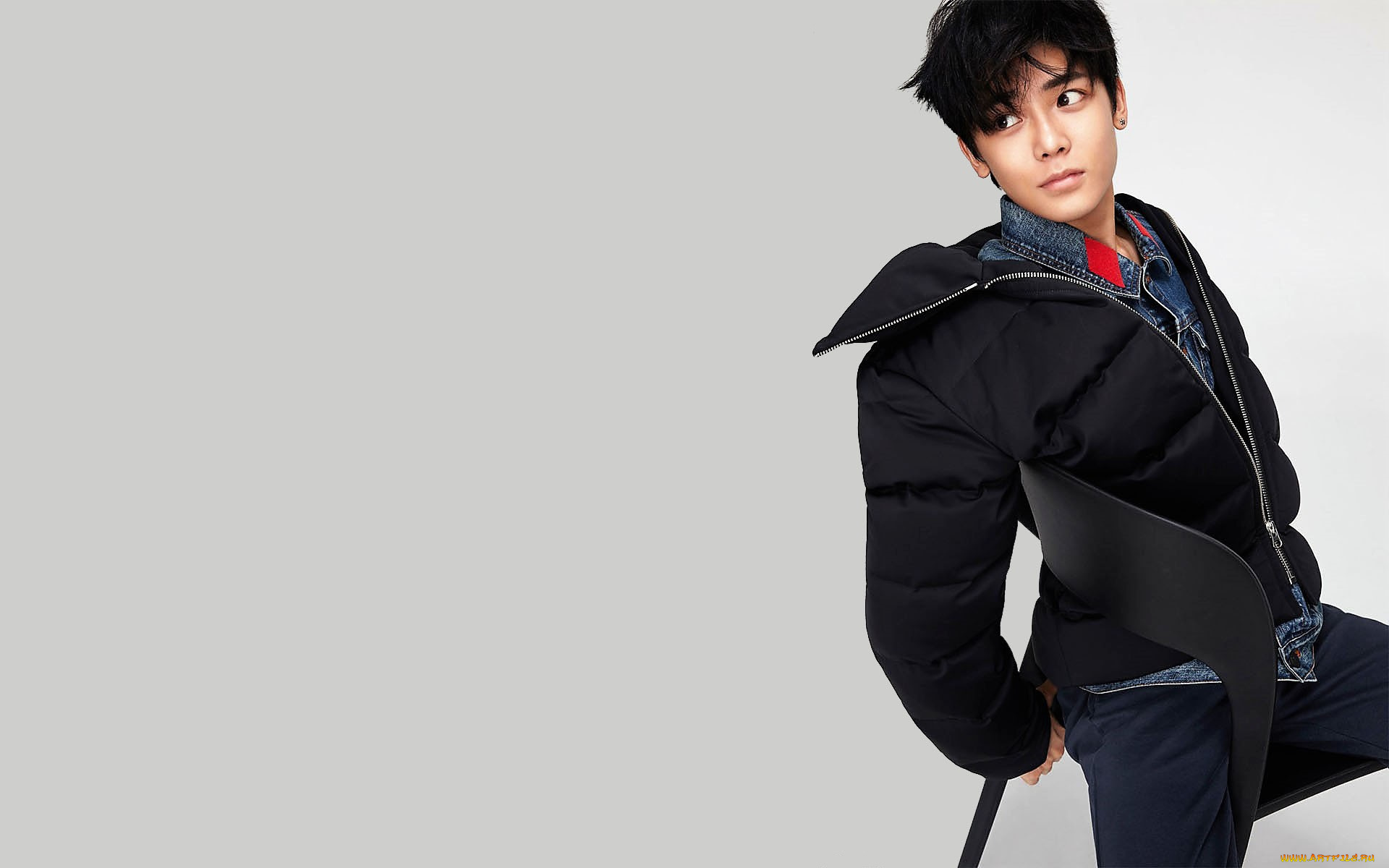 мужчины, hou, ming, hao, актер, куртка, стул