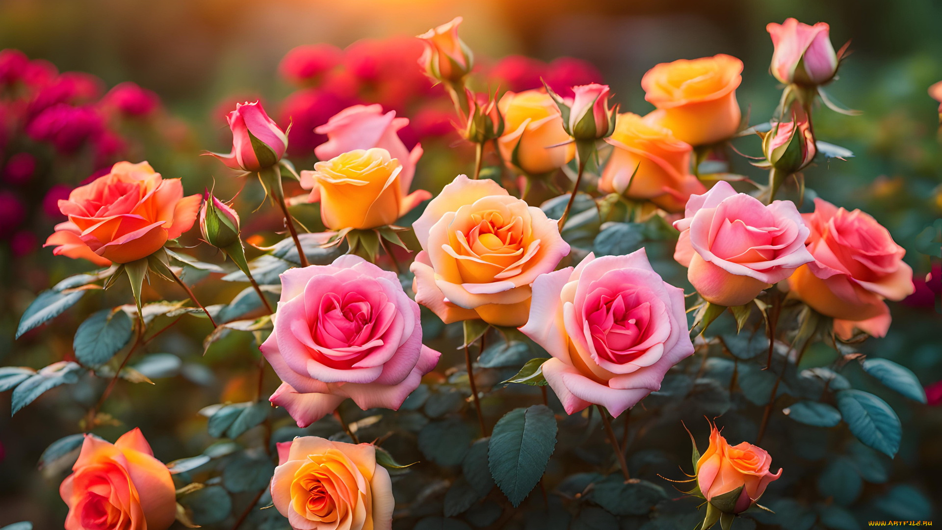 3д, графика, цветы, , flowers, разноцветные, розы