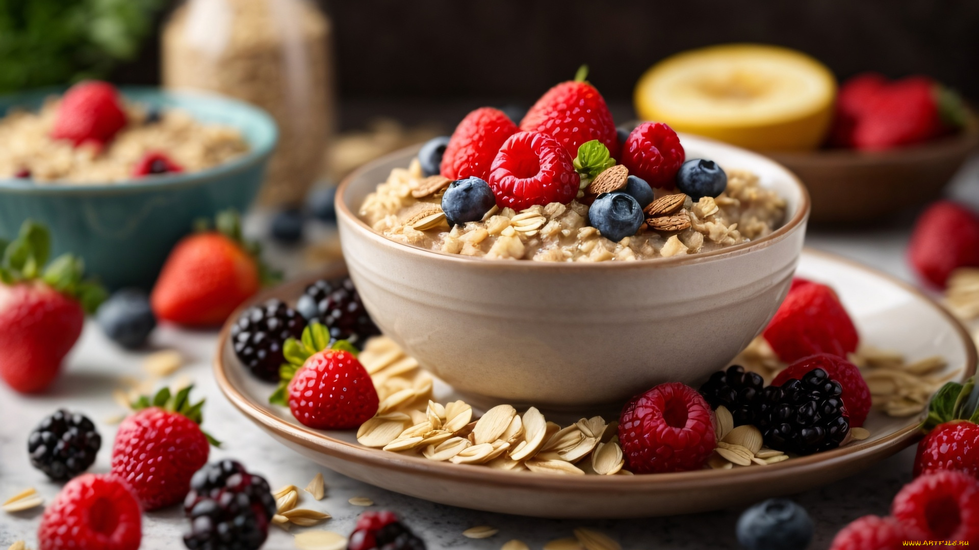 3д, графика, еда-, food, овсянка