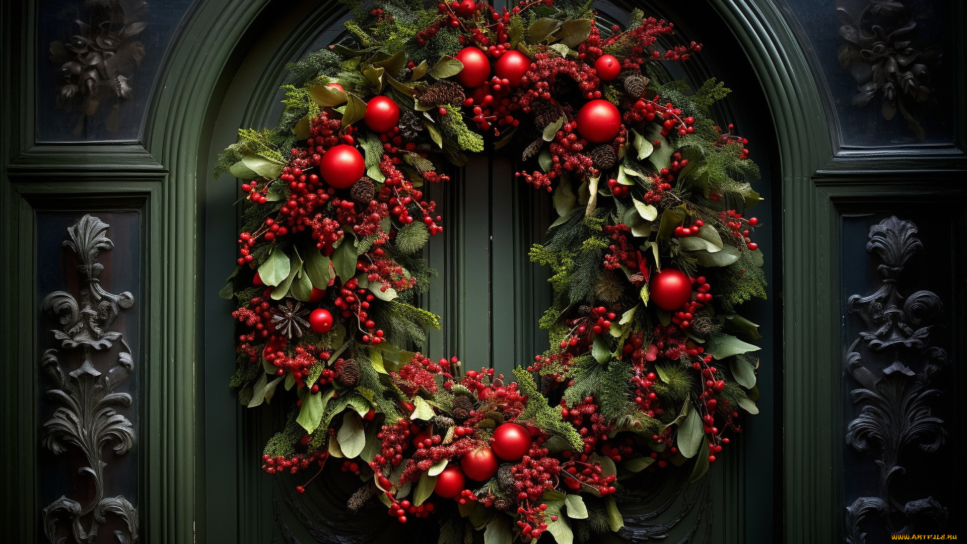 3д, графика, праздники, , holidays, рождественский, венок