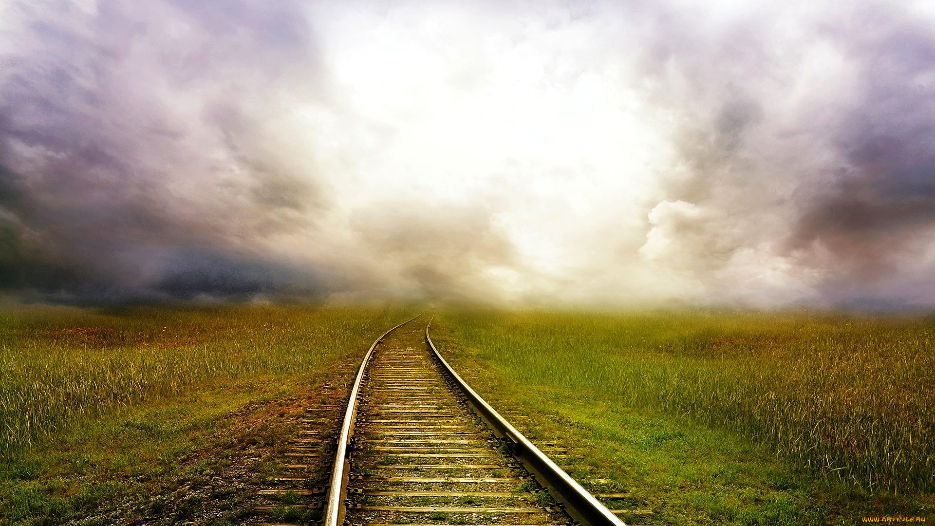 разное, транспортные, средства, и, магистрали, железная, дорога, рельсы, туман, поля