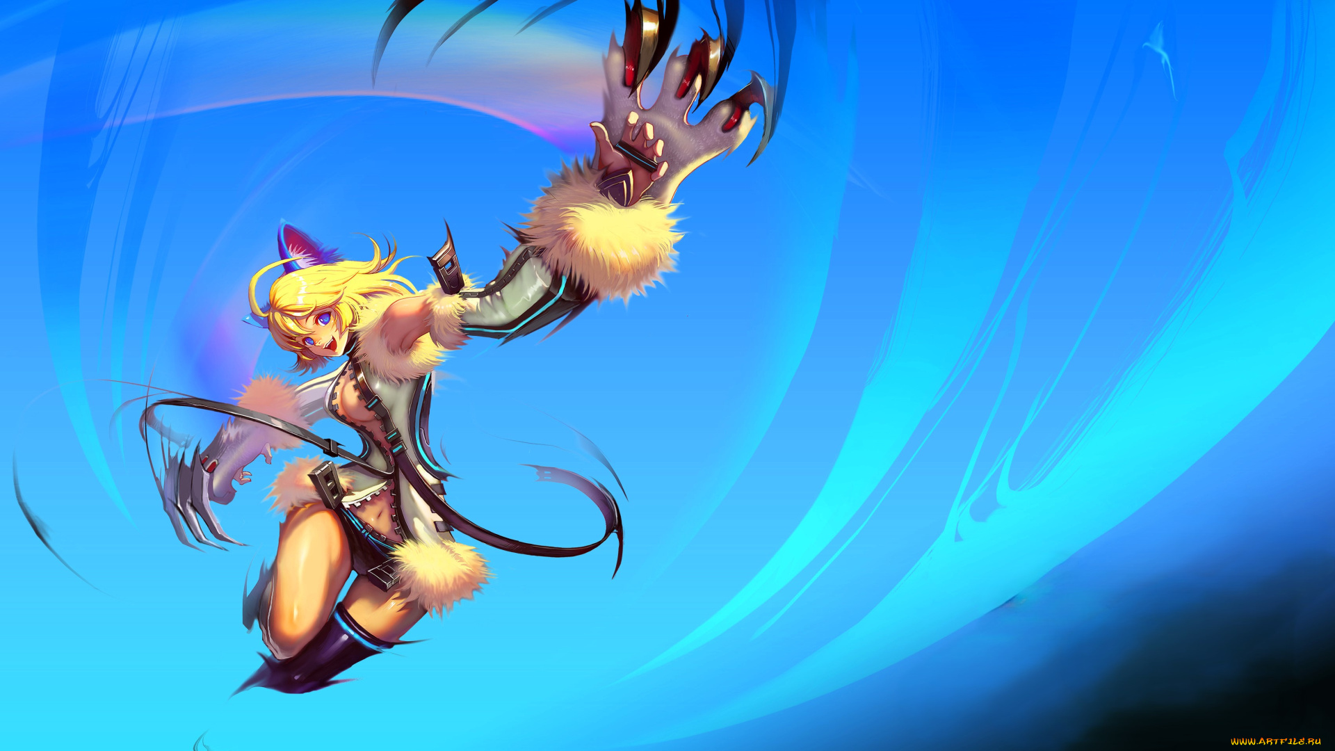 видео, игры, kritika, online, девушка, когти, прыжок