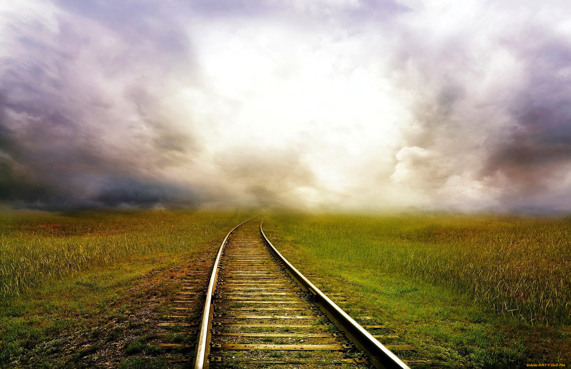 разное, транспортные, средства, и, магистрали, железная, дорога, рельсы, туман, поля