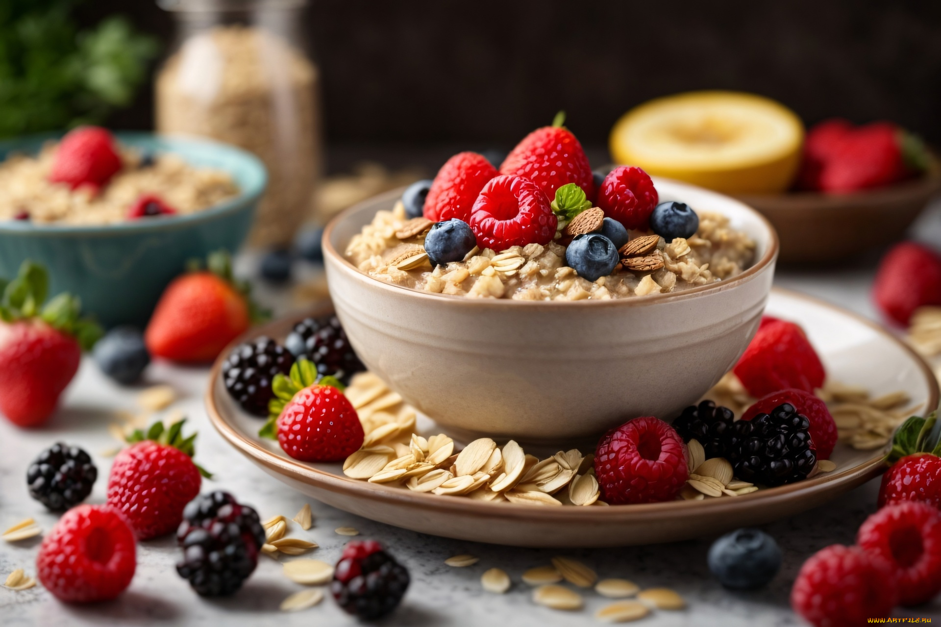 3д, графика, еда-, food, овсянка