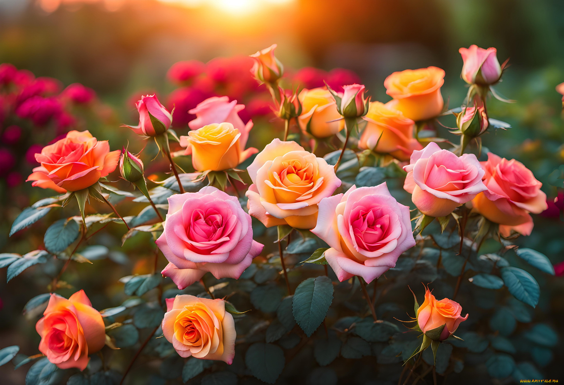 3д, графика, цветы, , flowers, разноцветные, розы