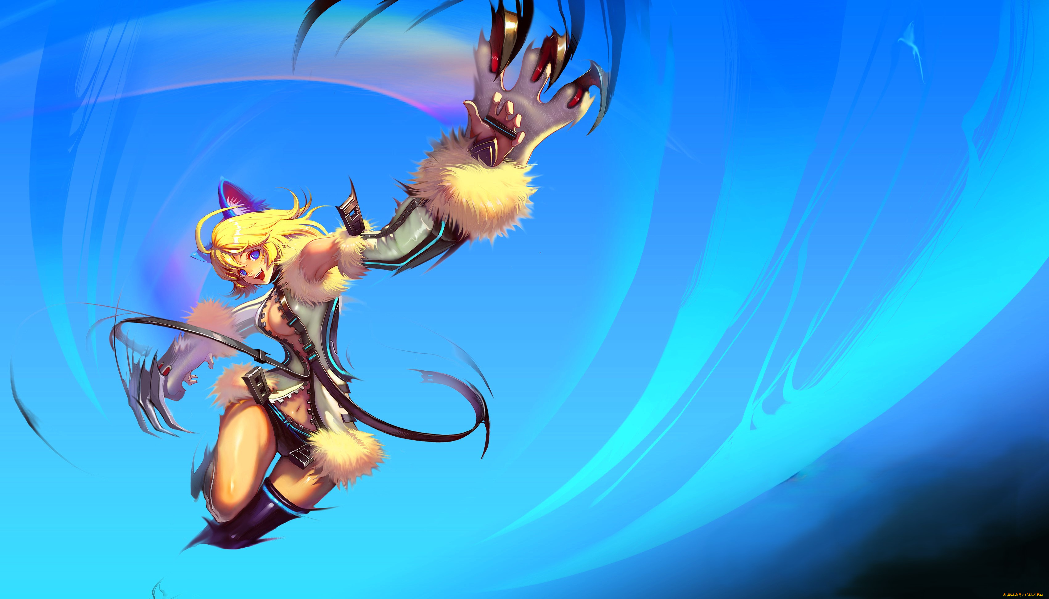 видео, игры, kritika, online, девушка, когти, прыжок