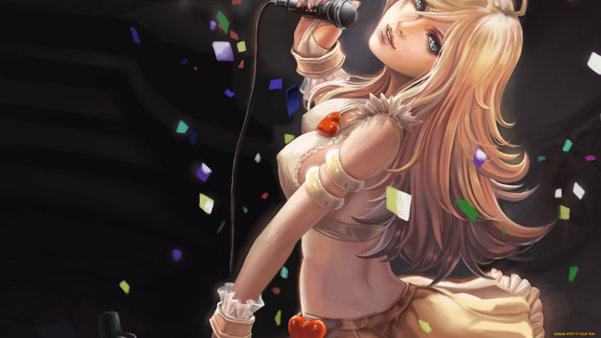 фэнтези, девушки, блондинка, микрофон