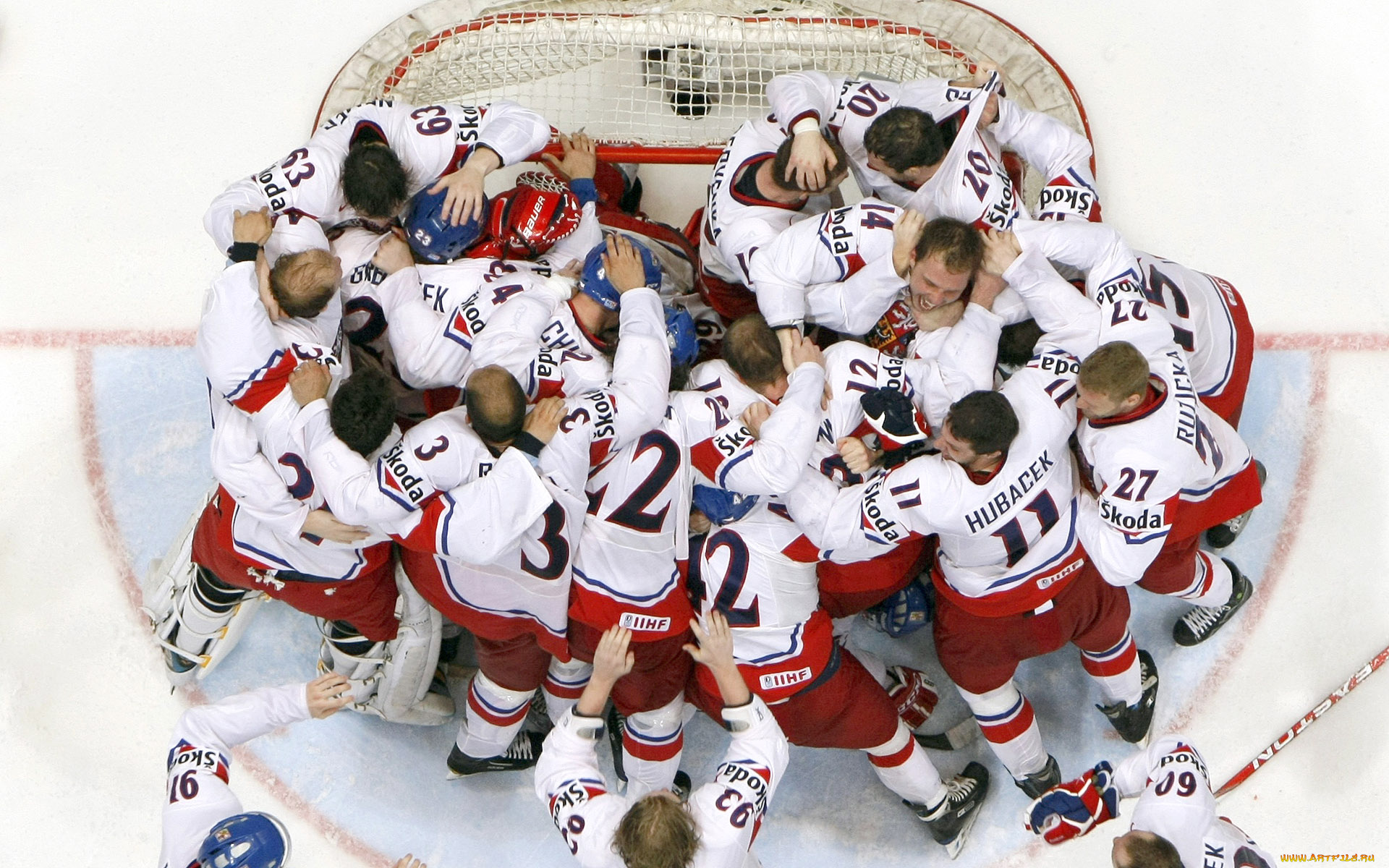 спорт, хоккей, команда, объятия, ворота