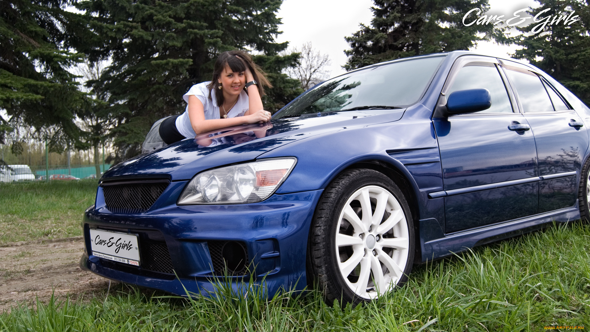 автомобили, авто, девушками, трава