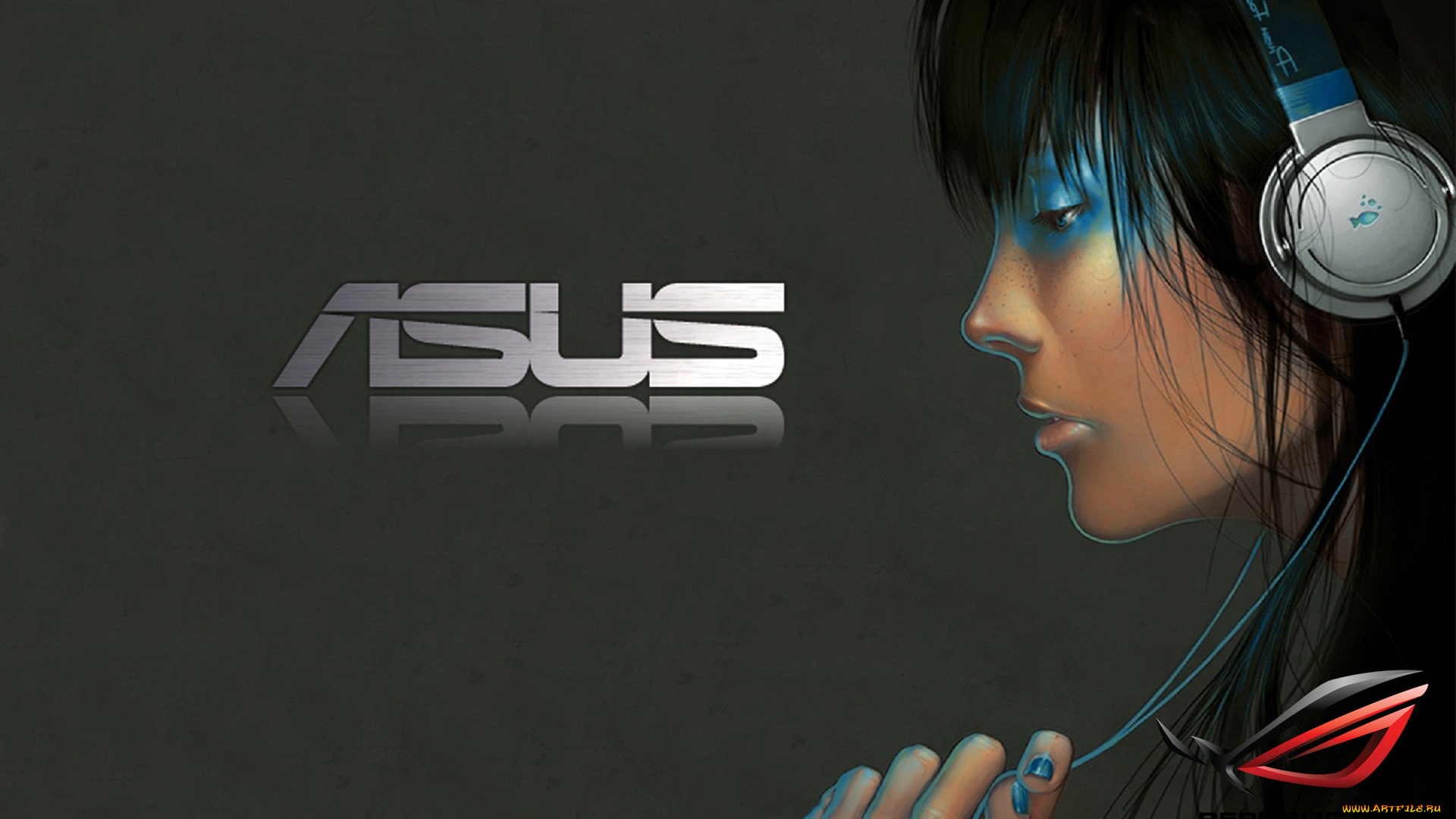 компьютеры, asus, девушка, наушники