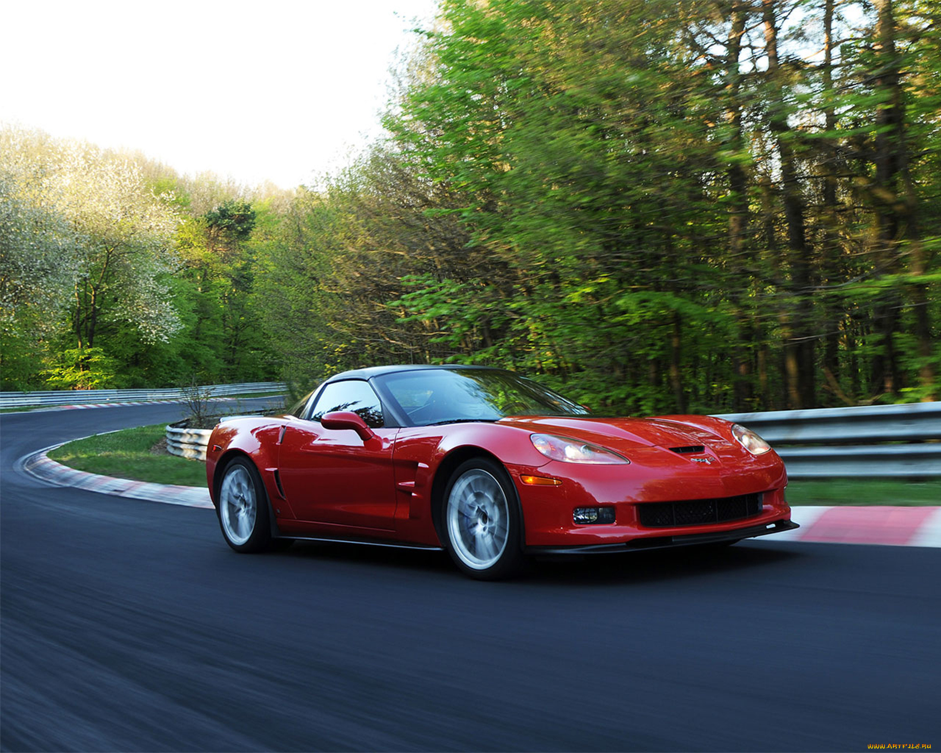 chevrolet, corvette, z06, автомобили, красный, трасса, лето