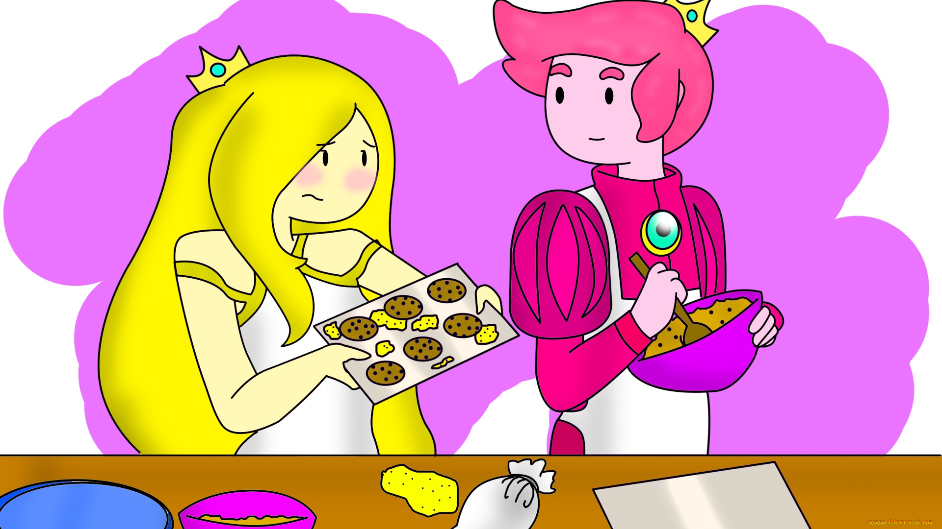 векторная, графика, девушка, мальчик