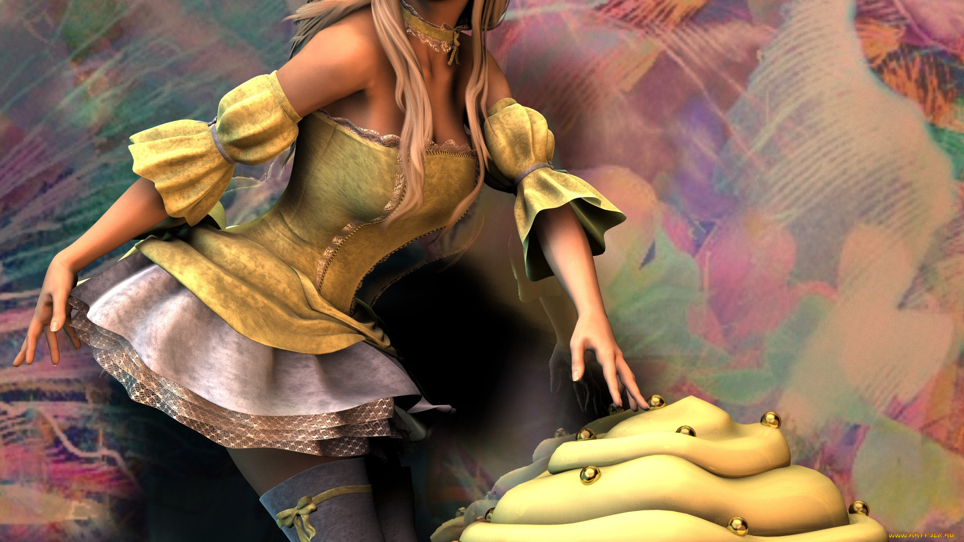 3д, графика, люди, , people, блондинка, взгляд, девушка