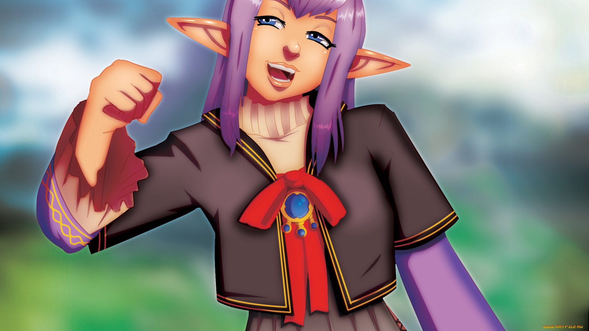 рисованные, -, другое, взгляд, девушка