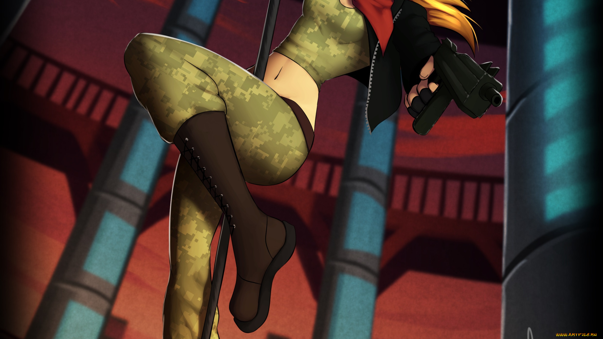 рисованные, люди, взгляд, девушка