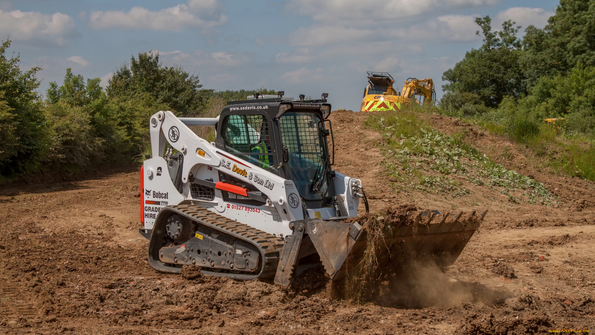 техника, тракторы, на, гусенецах, минитрактор, ковш