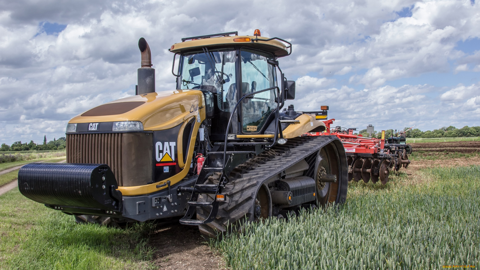 техника, тракторы, на, гусенецах, трактор, поле
