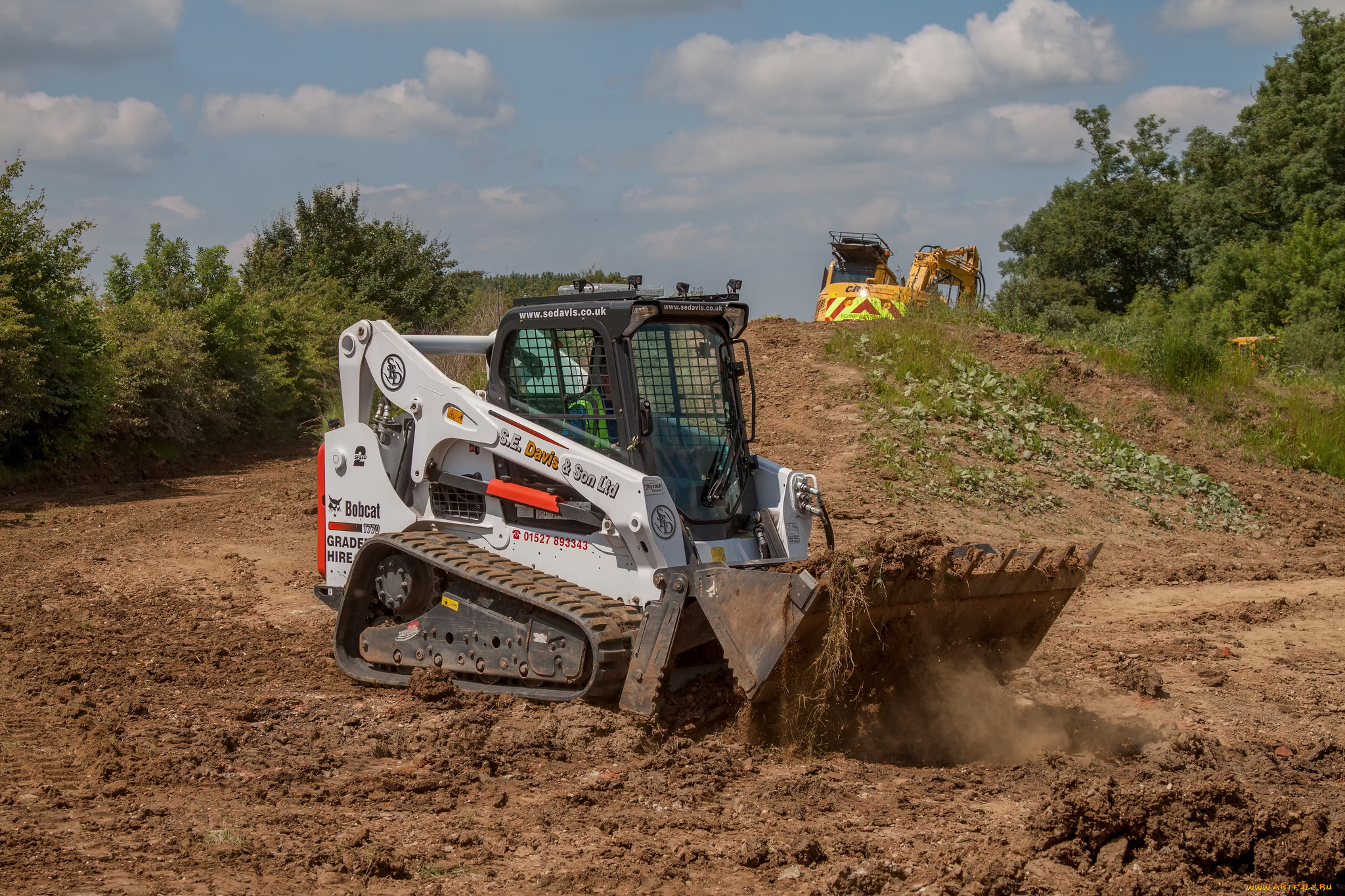 техника, тракторы, на, гусенецах, минитрактор, ковш