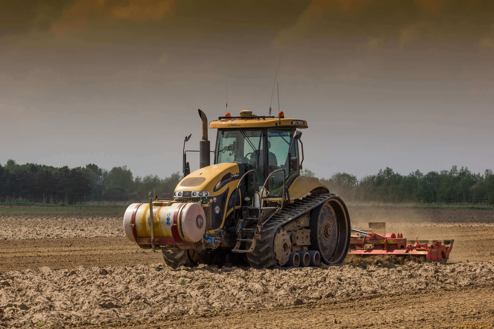 техника, тракторы, на, гусенецах, трактор, поле