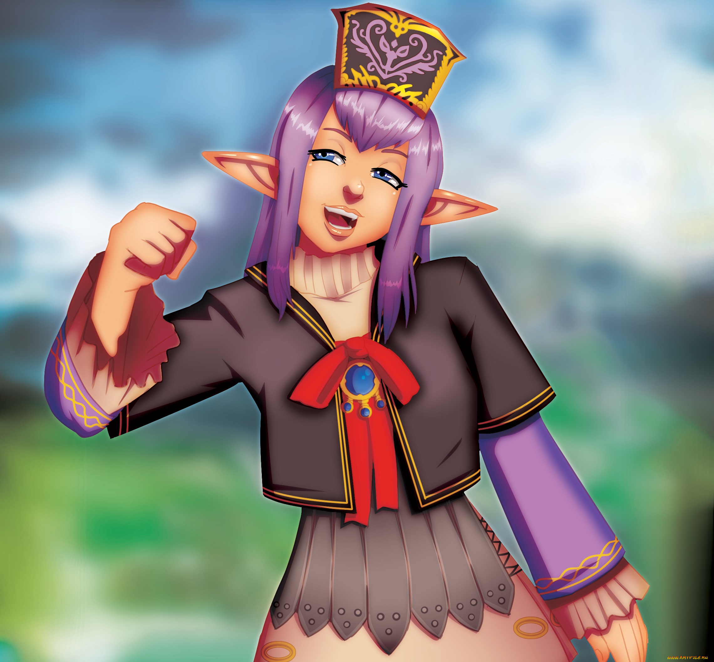 рисованные, -, другое, взгляд, девушка