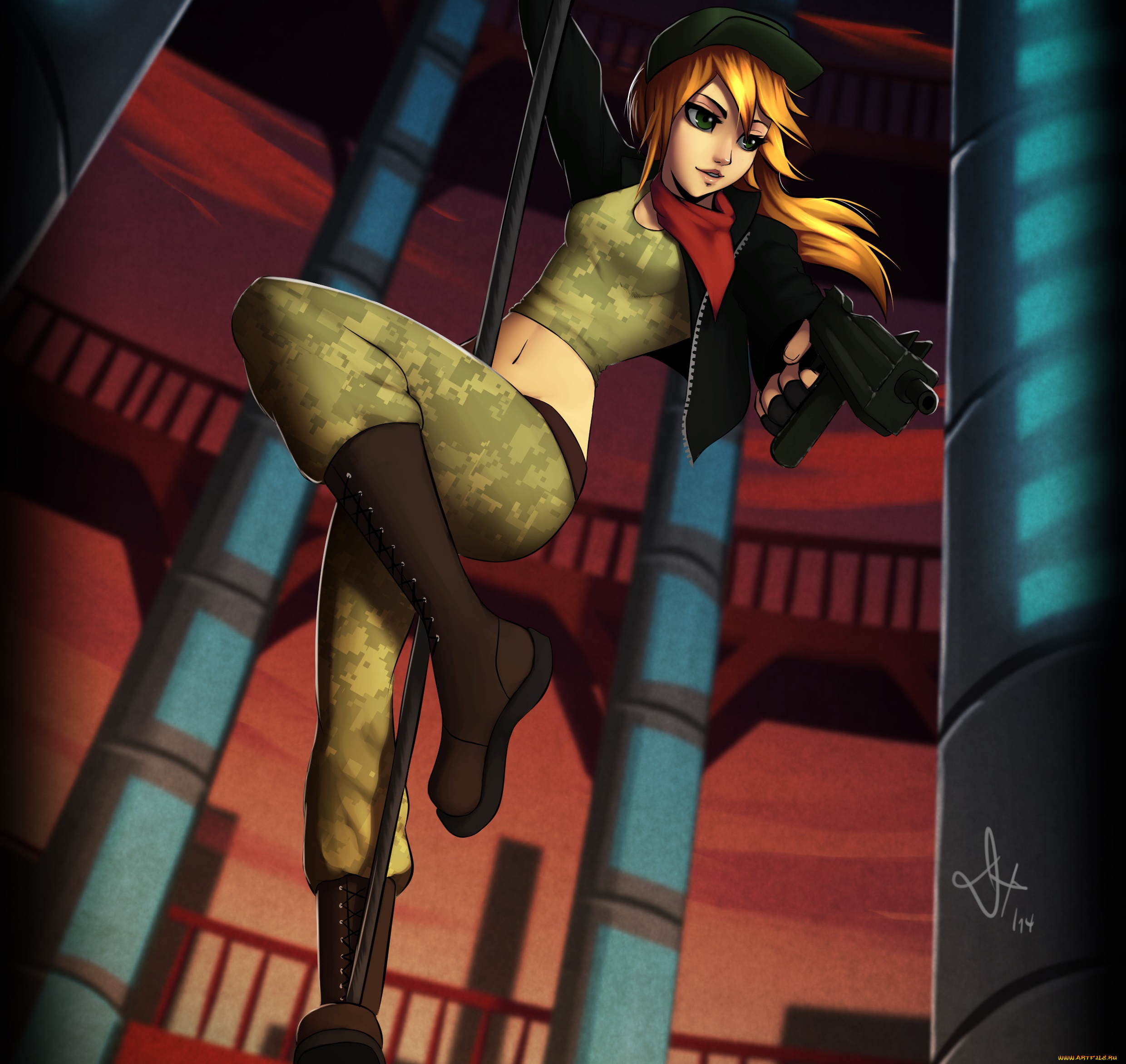 рисованные, люди, взгляд, девушка