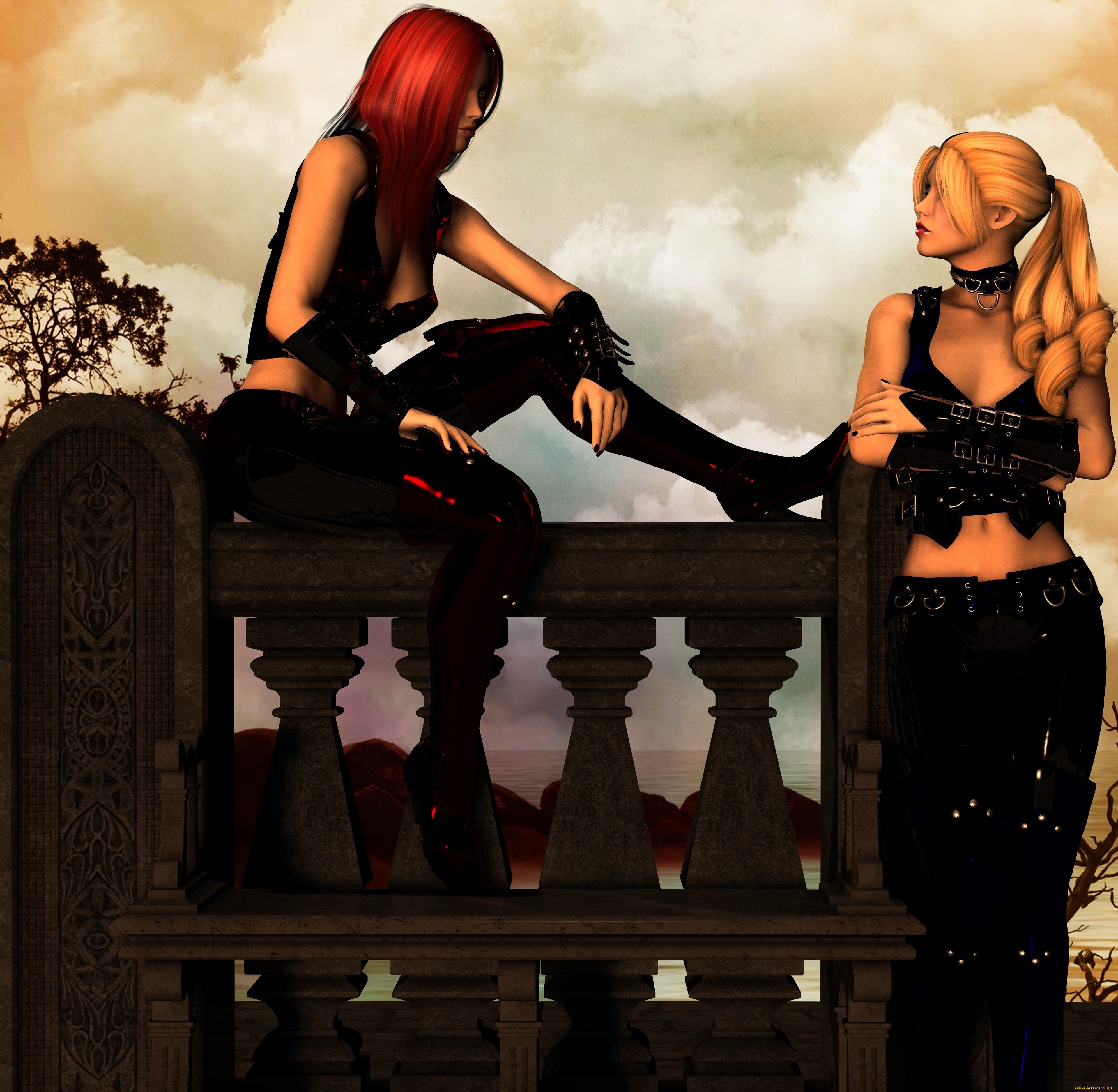 3д, графика, люди, , people, разговор, взгляд, девушки