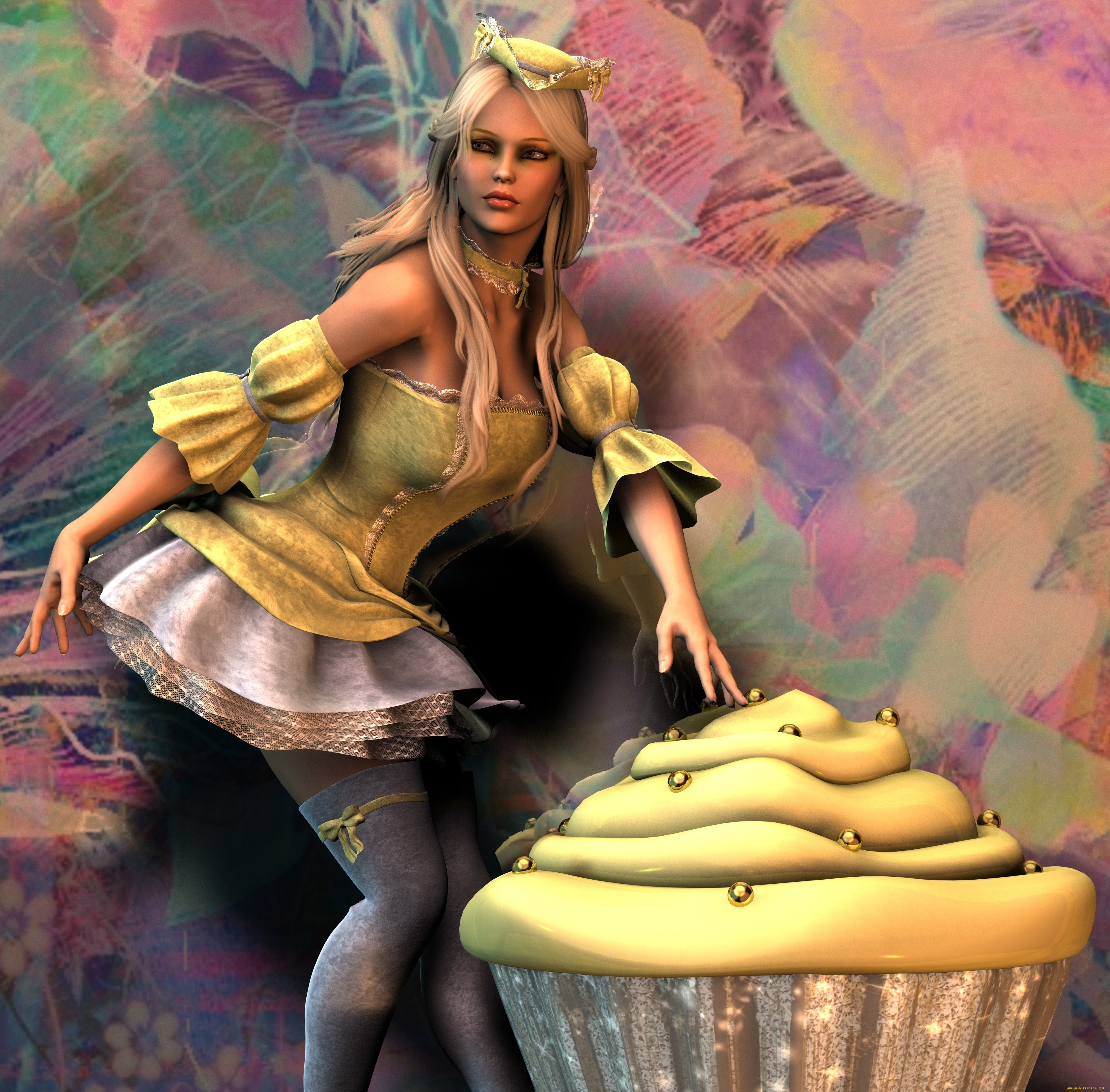 3д, графика, люди, , people, блондинка, взгляд, девушка