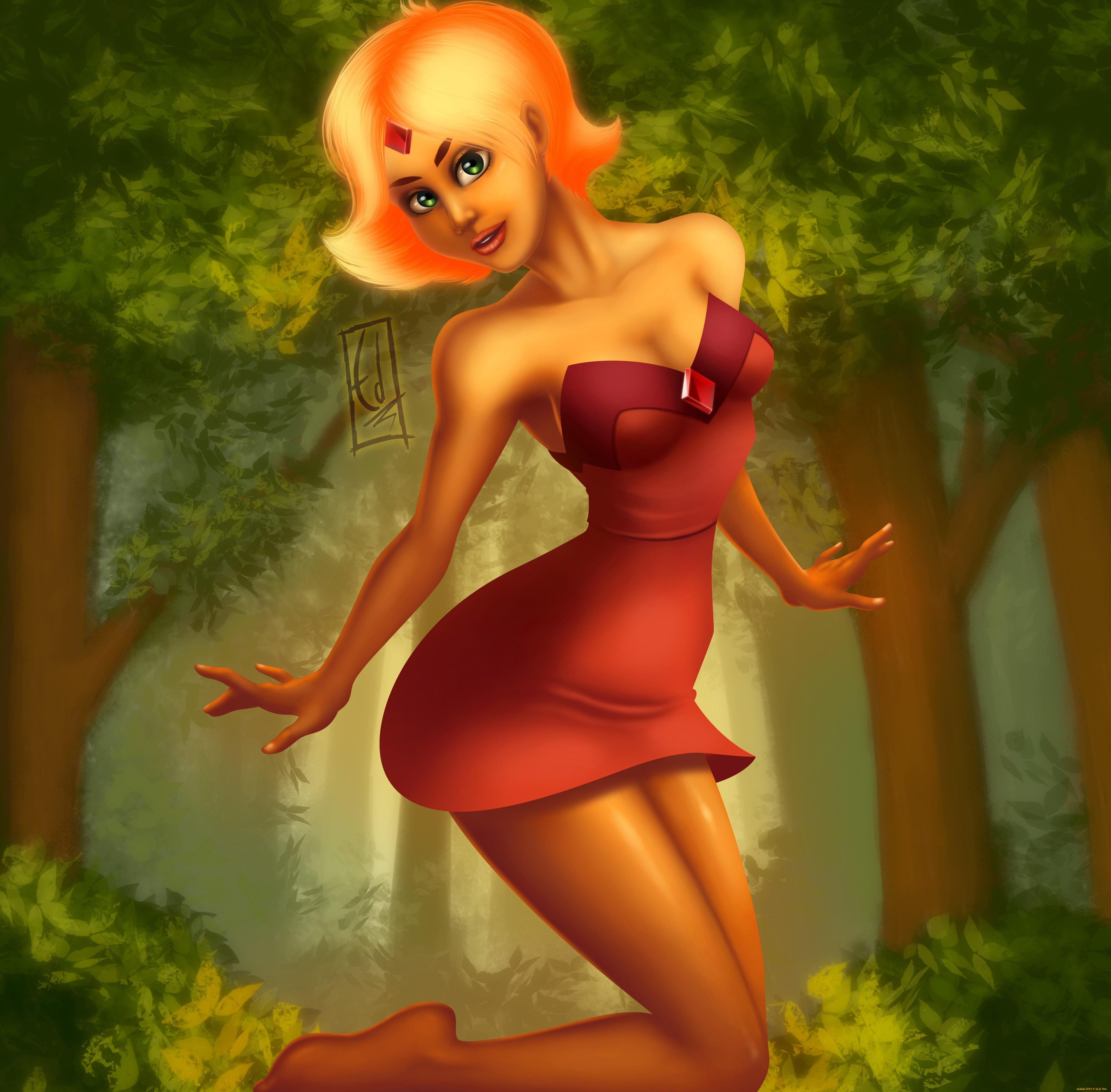 рисованные, люди, взгляд, девушка