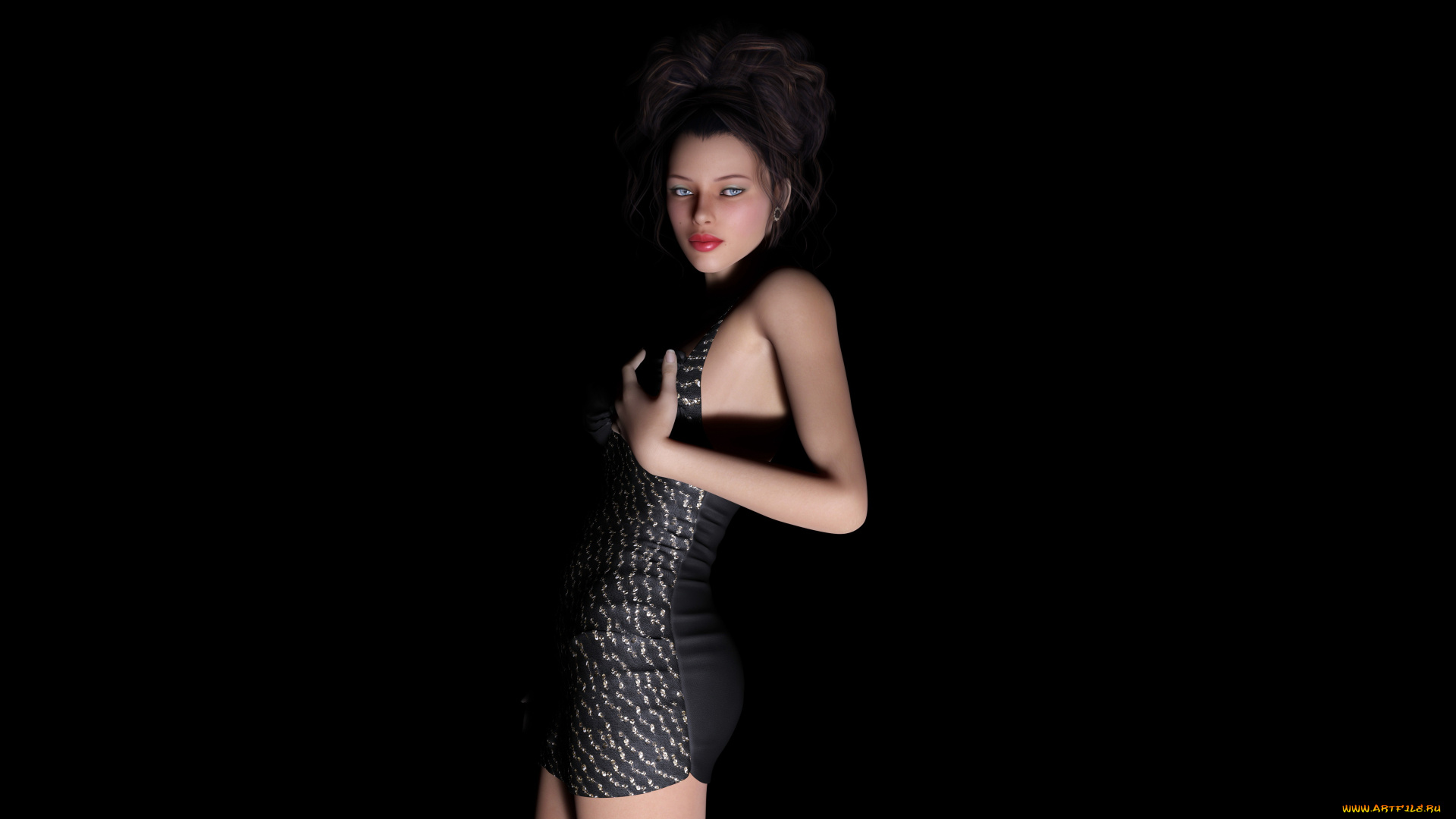 3д, графика, люди, , people, девушка, взгляд, фон