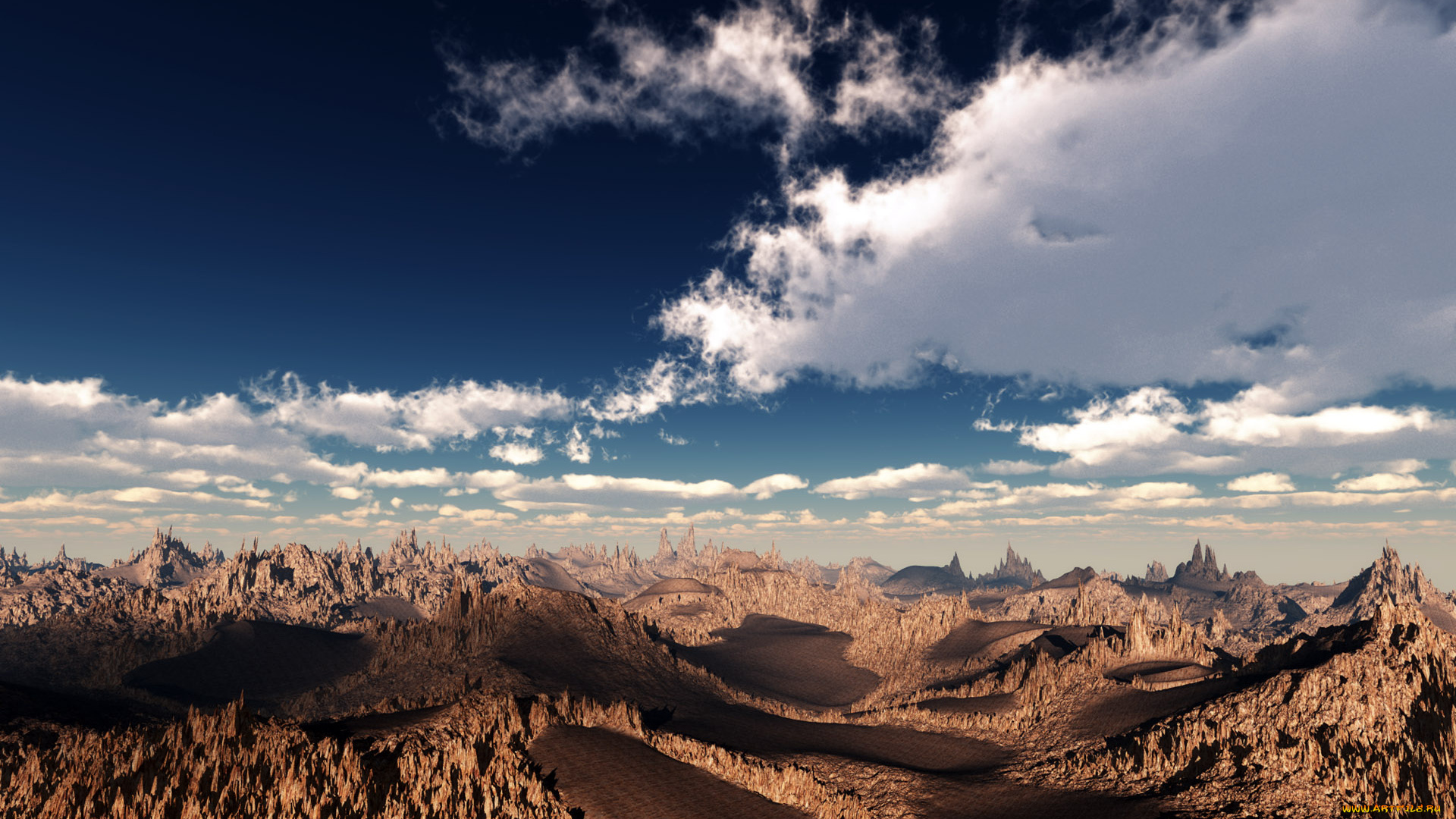 3д, графика, природа, , nature, горы, облака