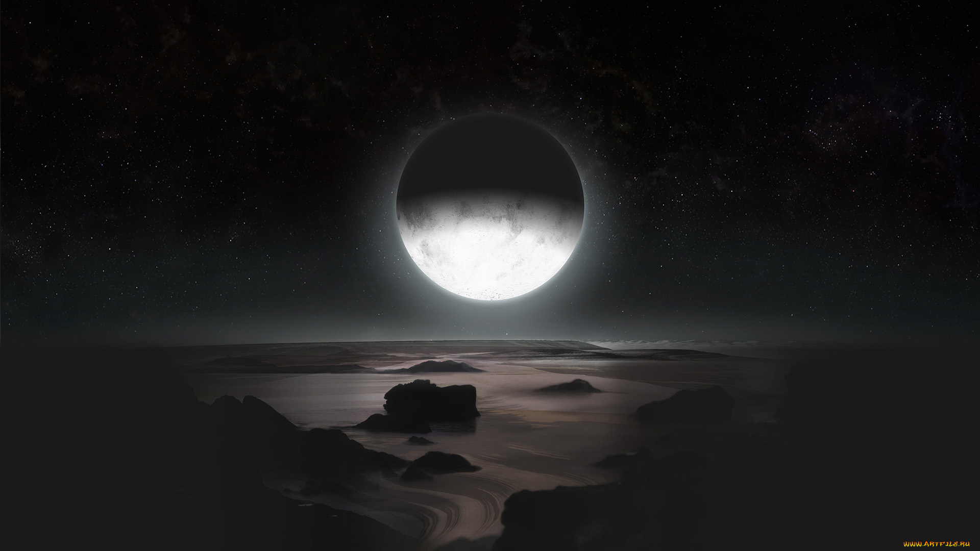 космос, плутон, карликовая, планета, поверхность, спутник, звезды