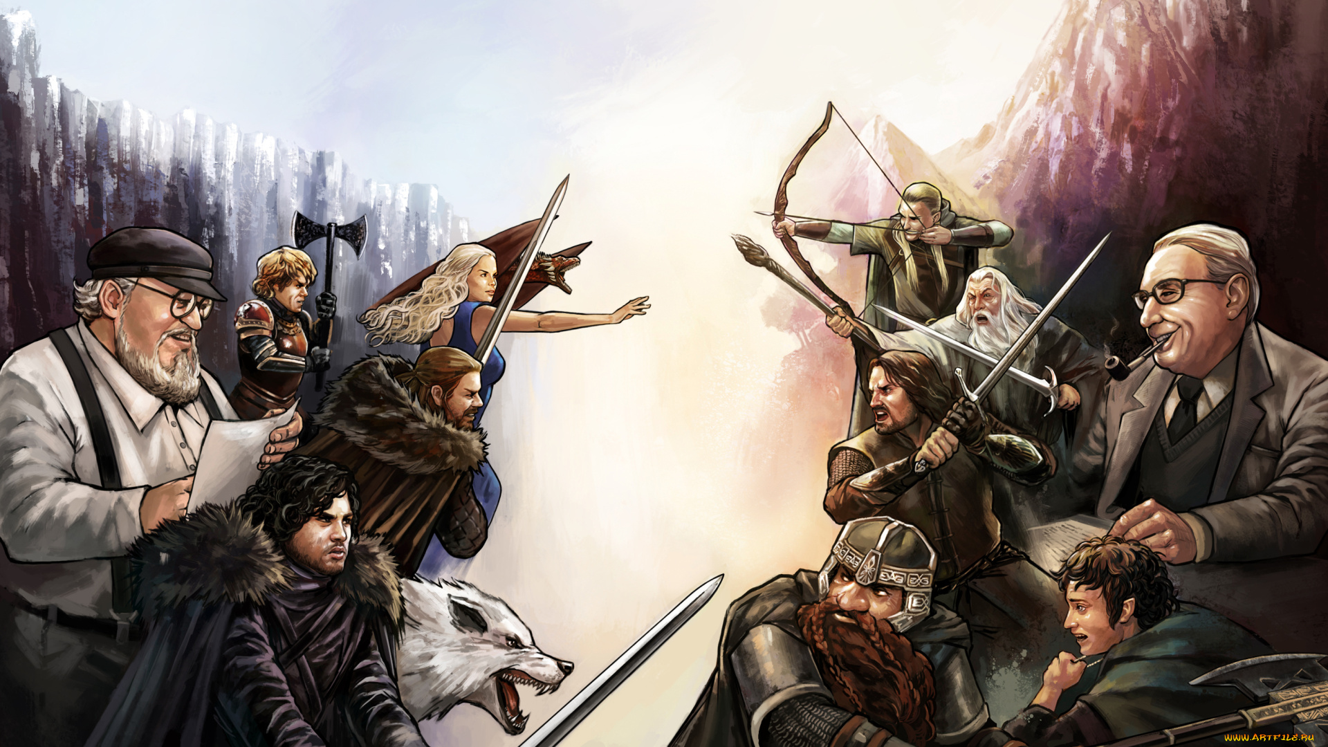 рисованное, кино, daenerys, targaryen, tyrion, lannister, jon, snow, дракон, волк, eddard, stark, george, r, martin, lord, of, the, rings, frodo, baggins, gandalf, aragorn, legolas, гном, маг, эльф, gimli, tolkien