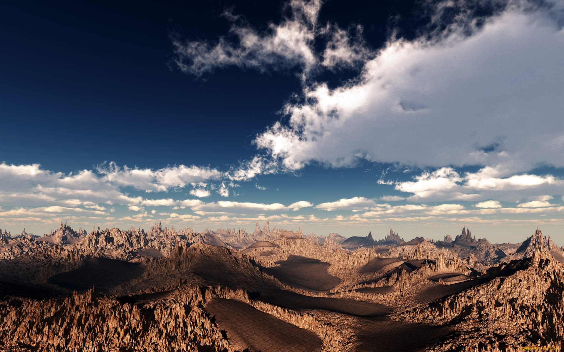 3д, графика, природа, , nature, горы, облака