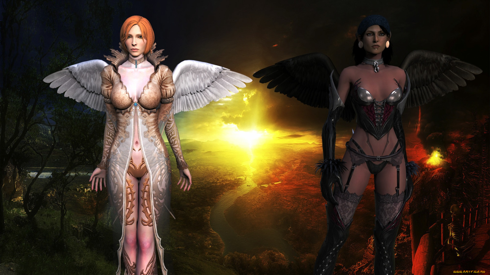 3д, графика, ангел, , angel, девушка, взгляд, фон, ангел