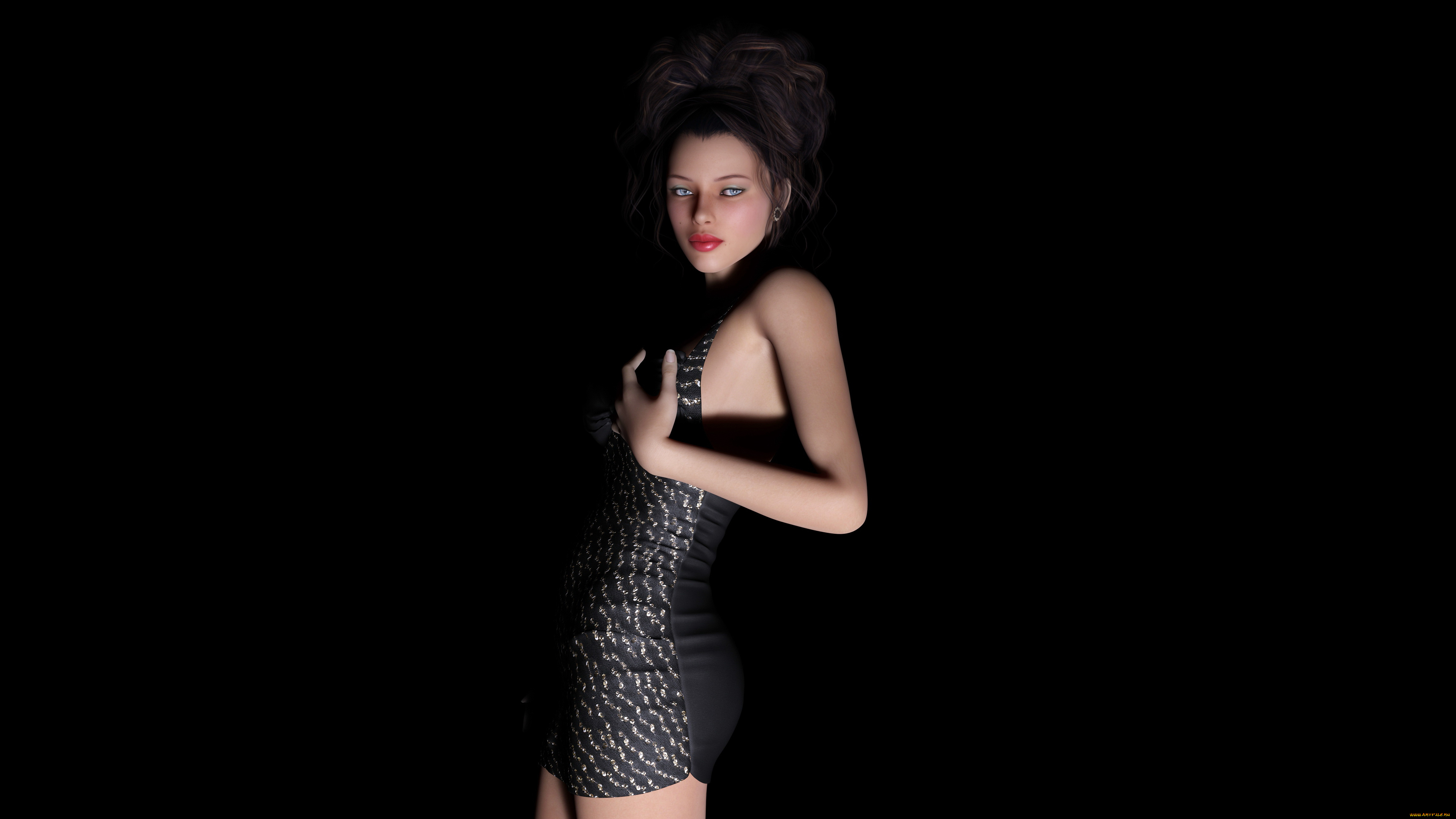 3д, графика, люди, , people, девушка, взгляд, фон