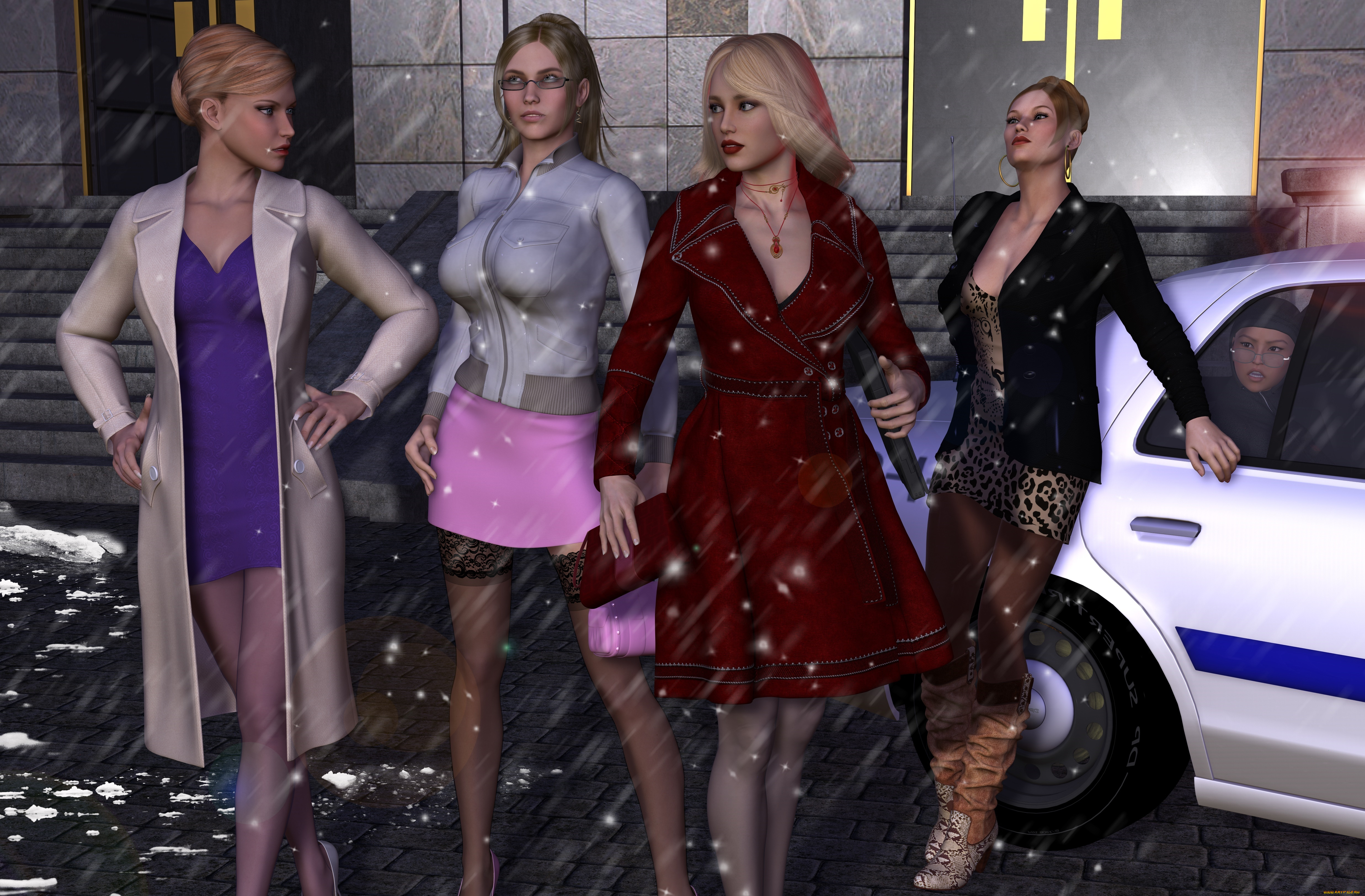 she, wolf, ii, 3д, графика, фантазия, , fantasy, взгляд, фон, девушки